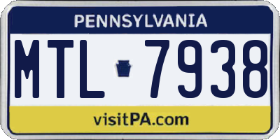 PA license plate MTL7938