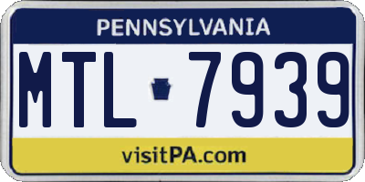 PA license plate MTL7939