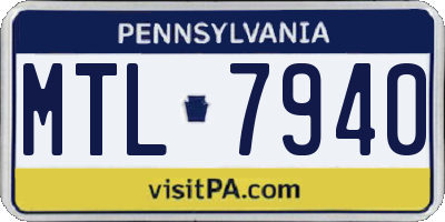 PA license plate MTL7940