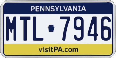 PA license plate MTL7946