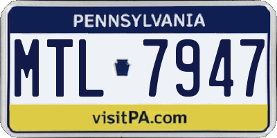 PA license plate MTL7947