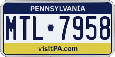 PA license plate MTL7958