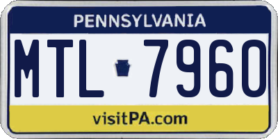 PA license plate MTL7960