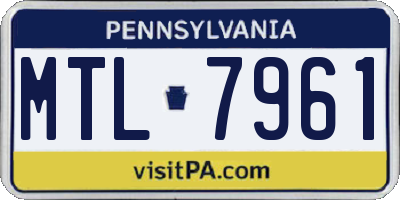 PA license plate MTL7961