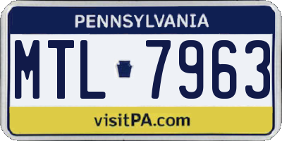PA license plate MTL7963