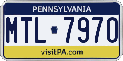 PA license plate MTL7970