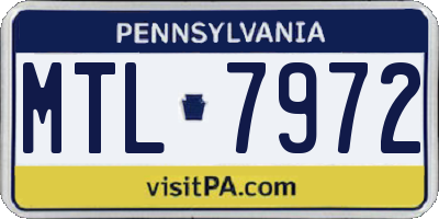 PA license plate MTL7972