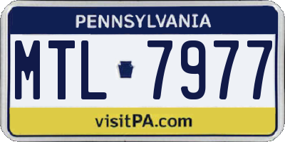 PA license plate MTL7977