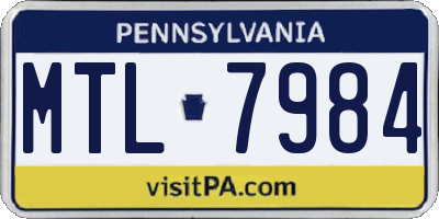 PA license plate MTL7984