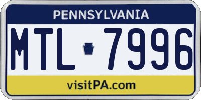 PA license plate MTL7996