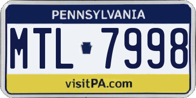 PA license plate MTL7998