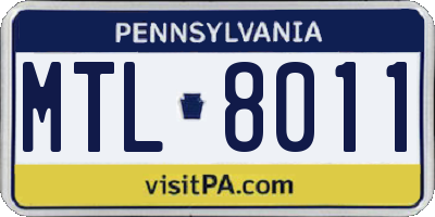 PA license plate MTL8011
