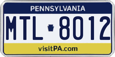 PA license plate MTL8012