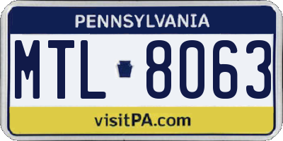 PA license plate MTL8063
