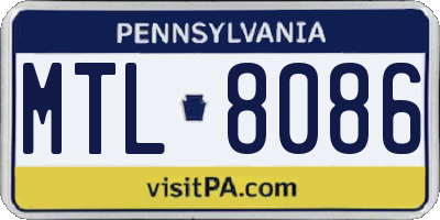 PA license plate MTL8086