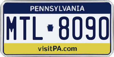 PA license plate MTL8090