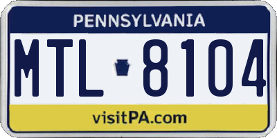 PA license plate MTL8104