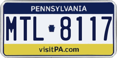PA license plate MTL8117