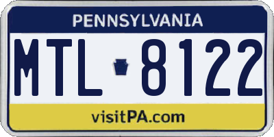 PA license plate MTL8122