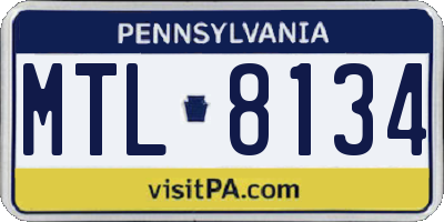 PA license plate MTL8134