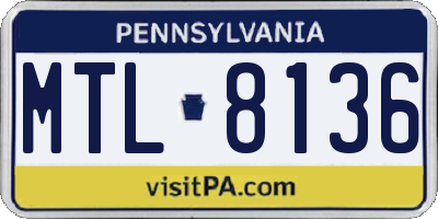 PA license plate MTL8136