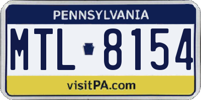 PA license plate MTL8154