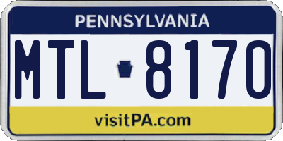 PA license plate MTL8170