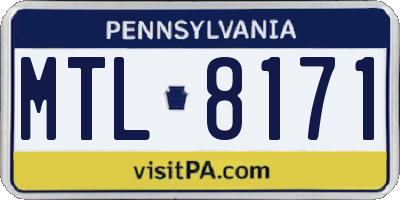 PA license plate MTL8171