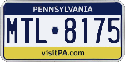 PA license plate MTL8175