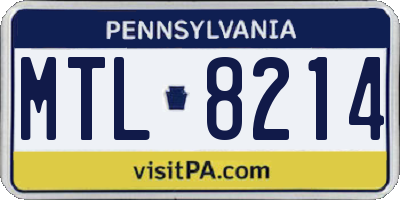PA license plate MTL8214