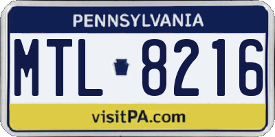 PA license plate MTL8216