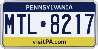 PA license plate MTL8217