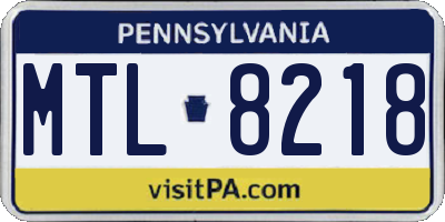 PA license plate MTL8218
