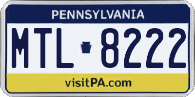 PA license plate MTL8222