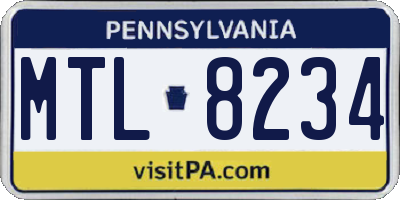 PA license plate MTL8234