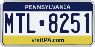 PA license plate MTL8251