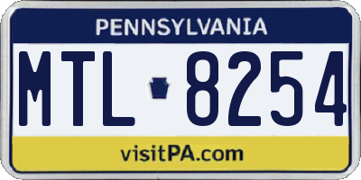PA license plate MTL8254
