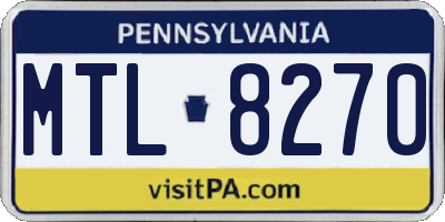 PA license plate MTL8270