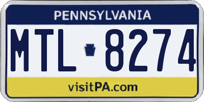 PA license plate MTL8274