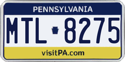 PA license plate MTL8275