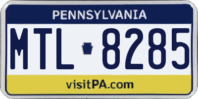 PA license plate MTL8285