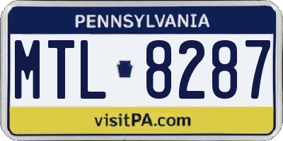 PA license plate MTL8287