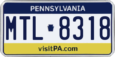 PA license plate MTL8318