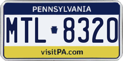 PA license plate MTL8320