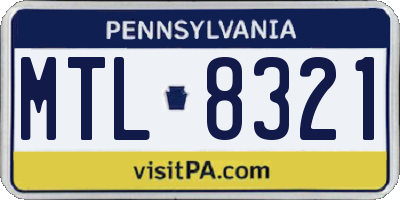 PA license plate MTL8321