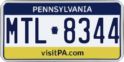 PA license plate MTL8344