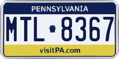 PA license plate MTL8367