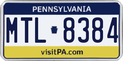PA license plate MTL8384