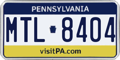 PA license plate MTL8404