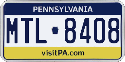 PA license plate MTL8408